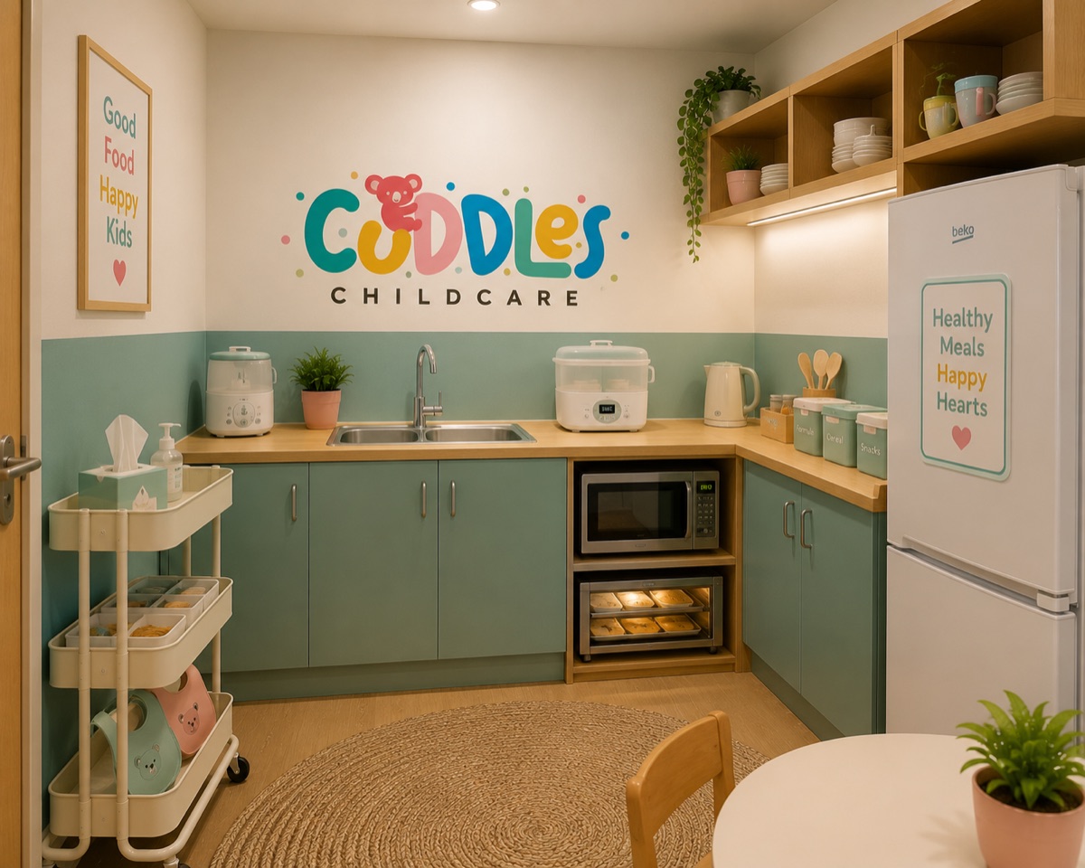 Cuddles childcare kitchen prepared for healthy meals